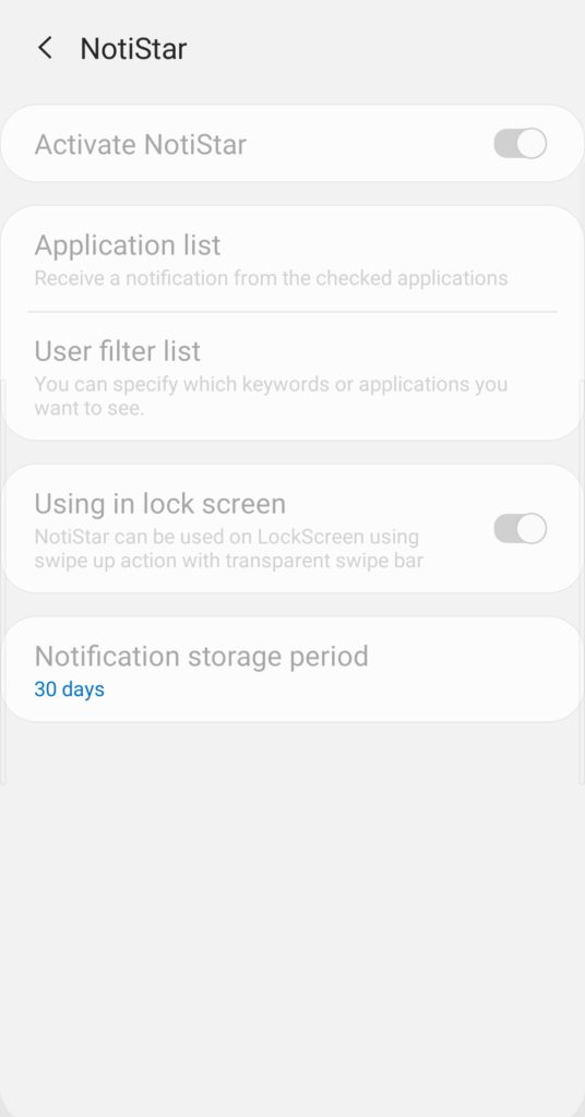 Good Lockアプリ導入でNotistarは設定可能