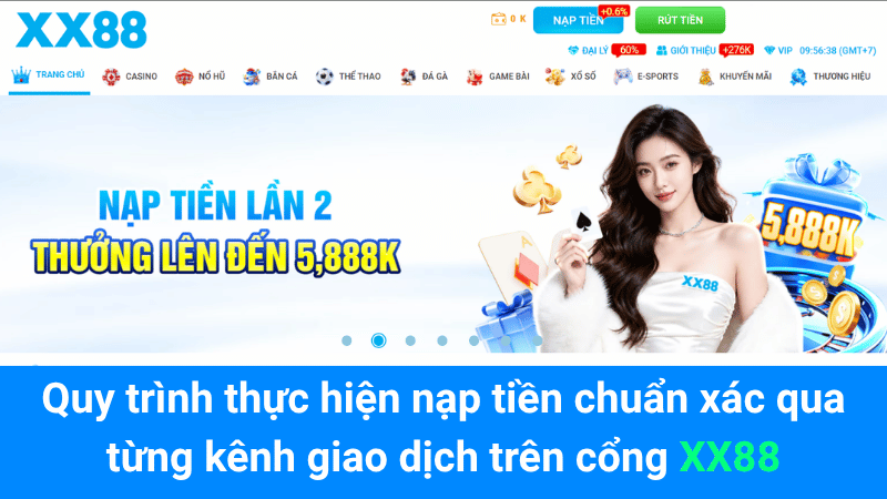 Quy trình thực hiện nạp tiền chuẩn xác qua từng kênh giao dịch trên cổng XX88
